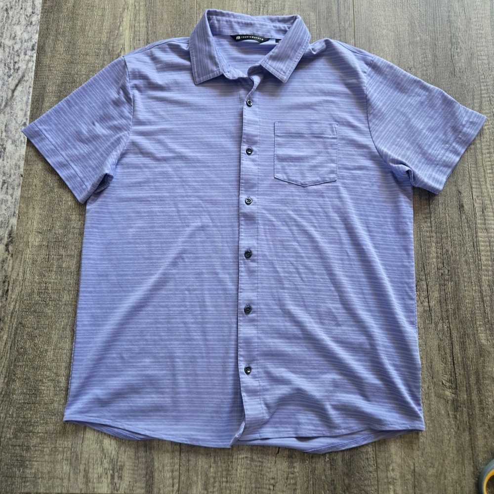 Travis Mathew Mens Short Sleeve Button Down Tip to City Shirt Purple  Size L - Picture 2 of 8